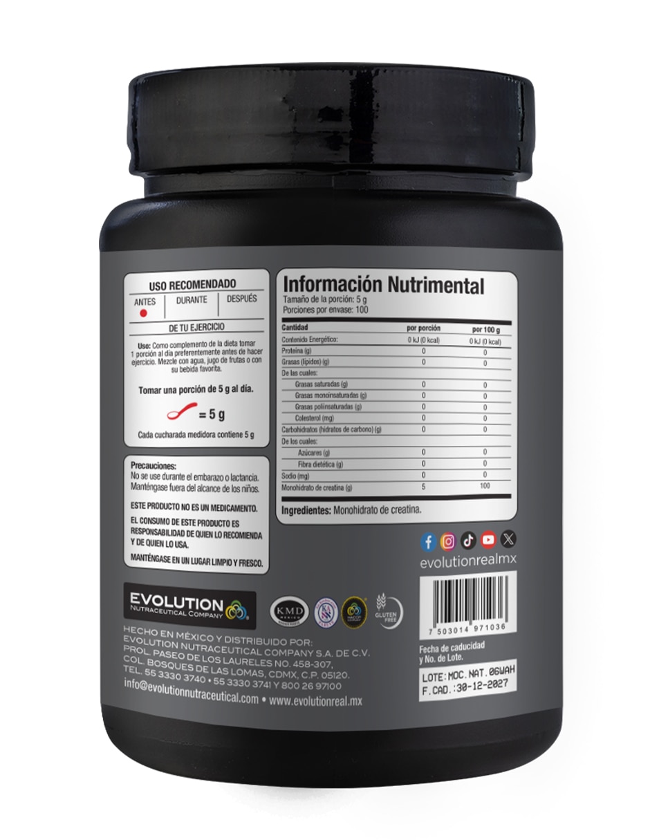 Bebida en polvo Monohidrato de creatina natural 500 gr 2