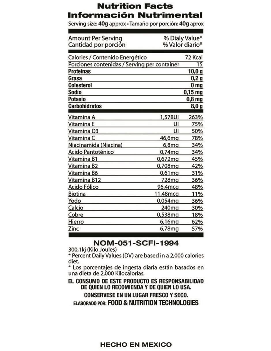 Proteína Food & Nutrition Technologies sabor vainilla de 600 g