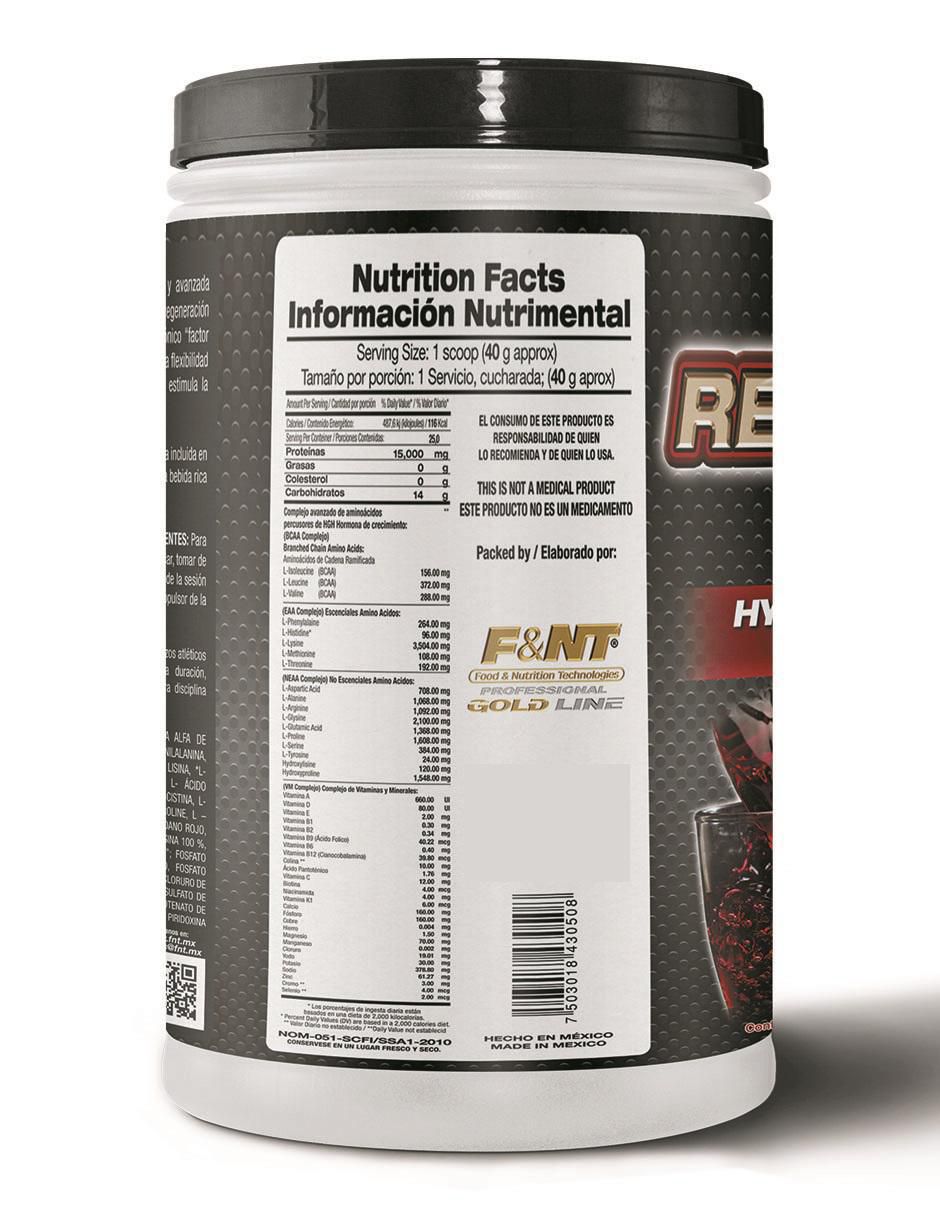 Bebida en polvo Aminoácidos Food & Nutrition Technologies sabor arándano de 1,000 g