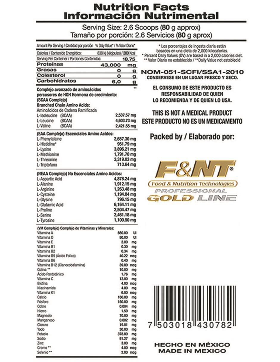 Suplemento alimenticio Food & Nutrition Technologies sabor chocolate de 1.5 kg