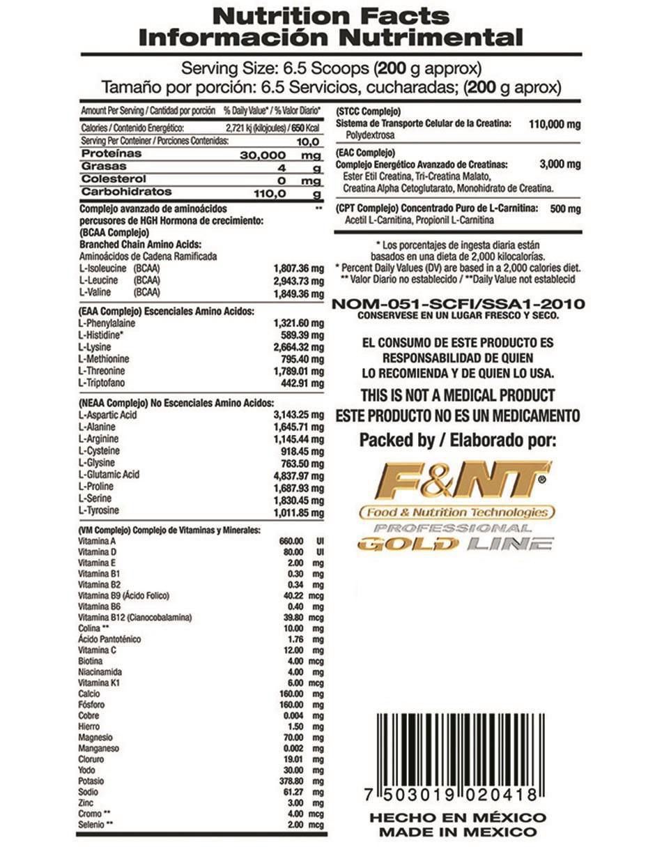 Suplemento alimenticio Food & Nutrition Technologies sabor vainilla