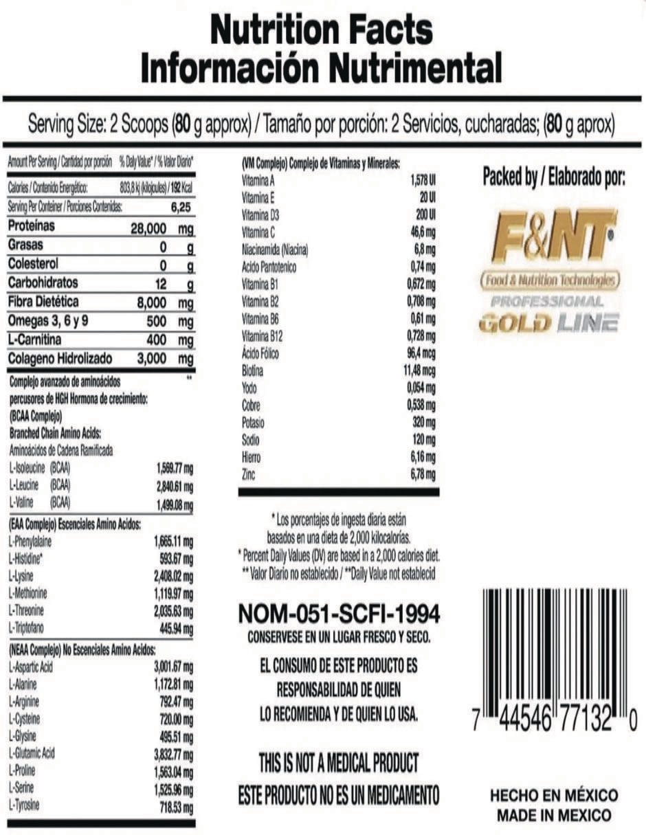 Suplemento alimenticio Food & Nutrition Technologies sabor chocolate