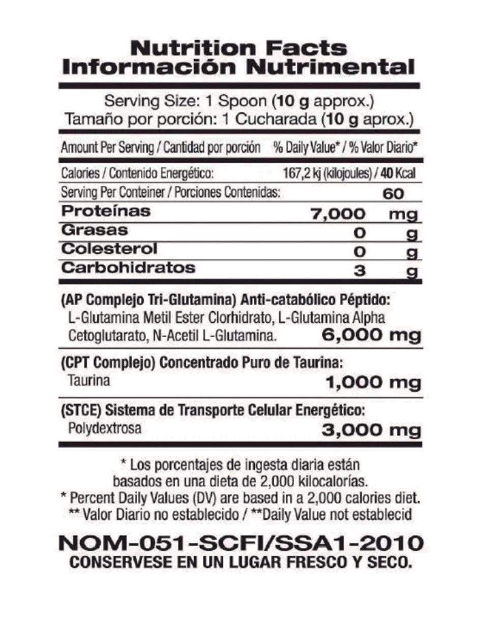 Suplemento alimenticio Food & Nutrition Technologies con l-glutamina sabor natural