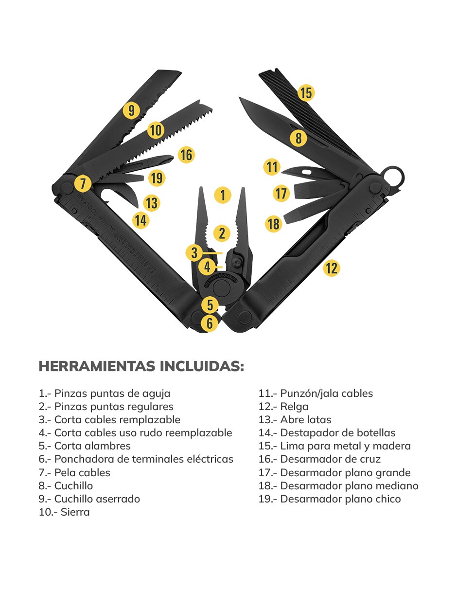 "navaja" leatherman super tool 300 negra con accesorios