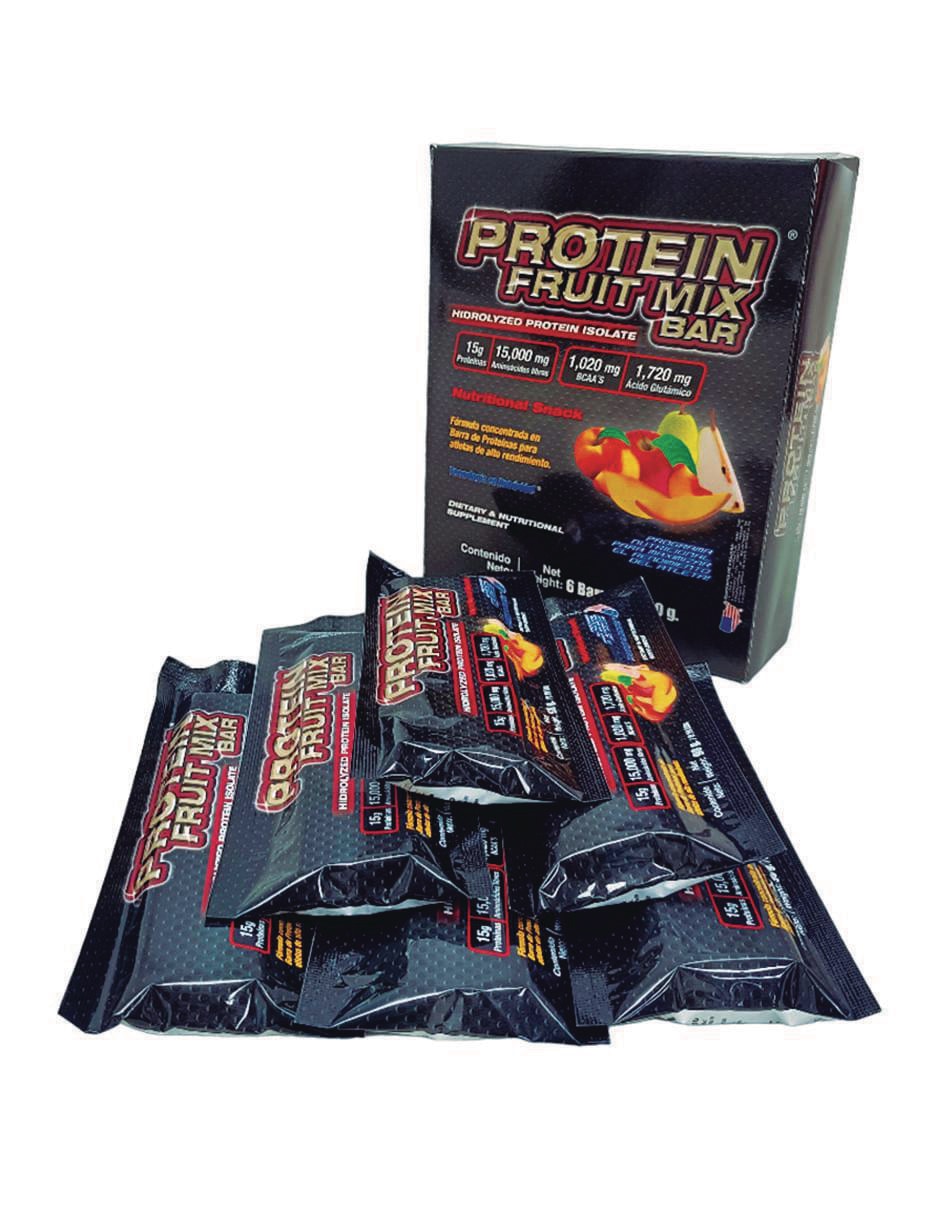 Protein Fruit Mix Bar con aminoácidos y electrolitos sabor frutal de 6 piezas Protein Fruit Mix Bar con aminoácidos y electrolitos sabor frutal de 6 piezas