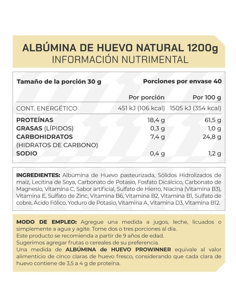 Suplemento Albumina de huevo ProWinner sabor natural de 1.2 kg
