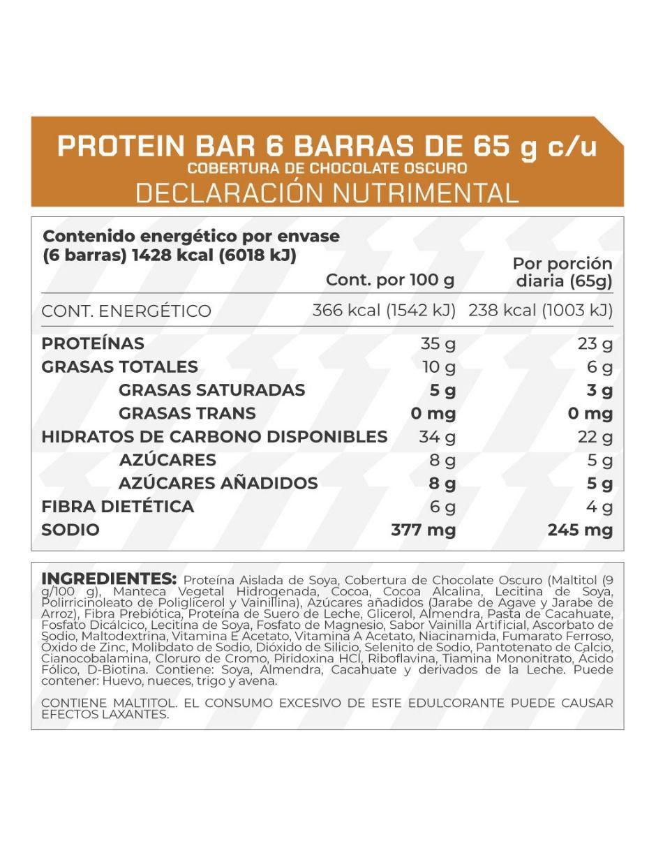 Suplemento Barra nutritiva Protein bar ProWinner caja con 6 piezas sabor chocolate