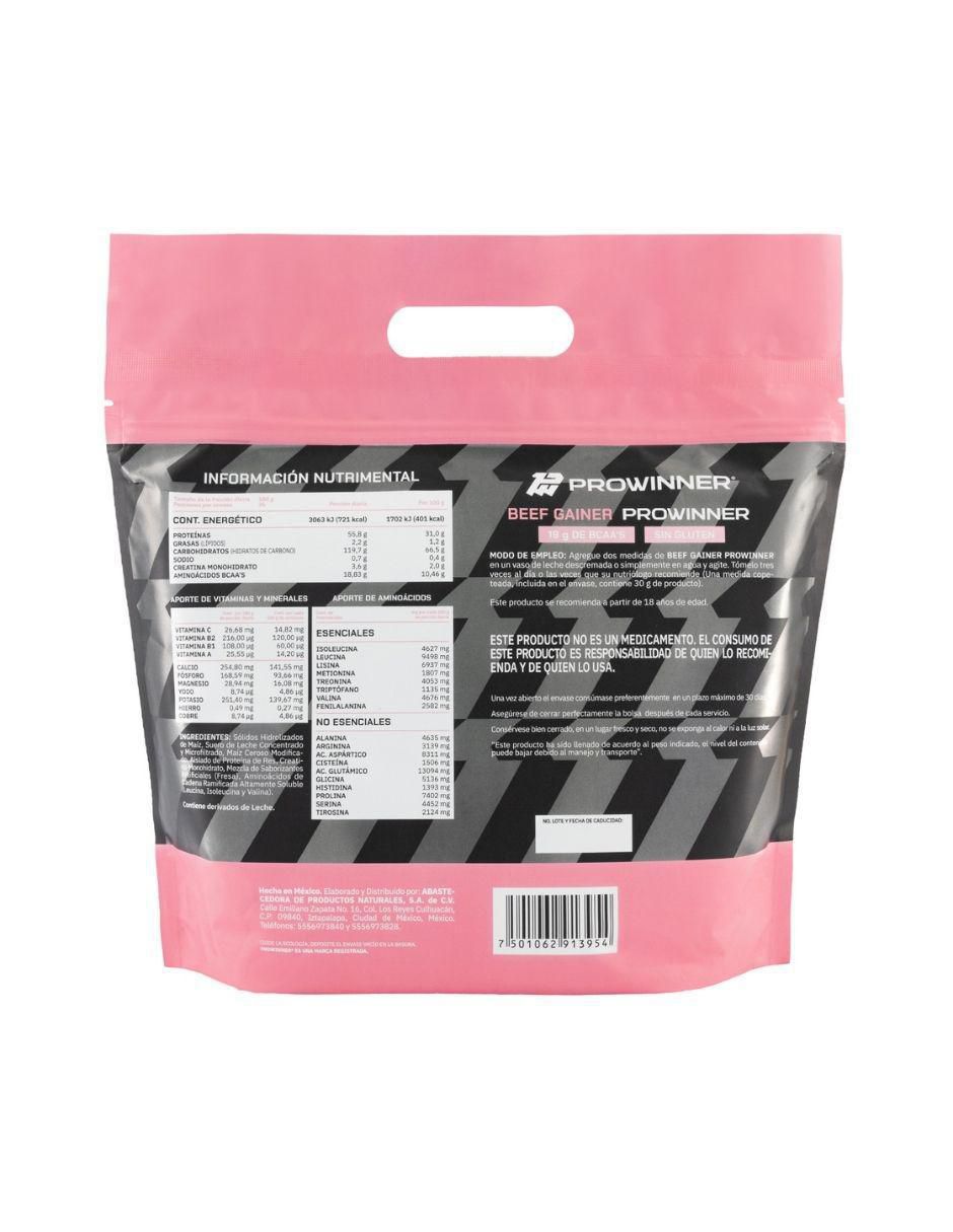 Suplemento Beef gainer ProWinner sabor fresa de 2.2 kg