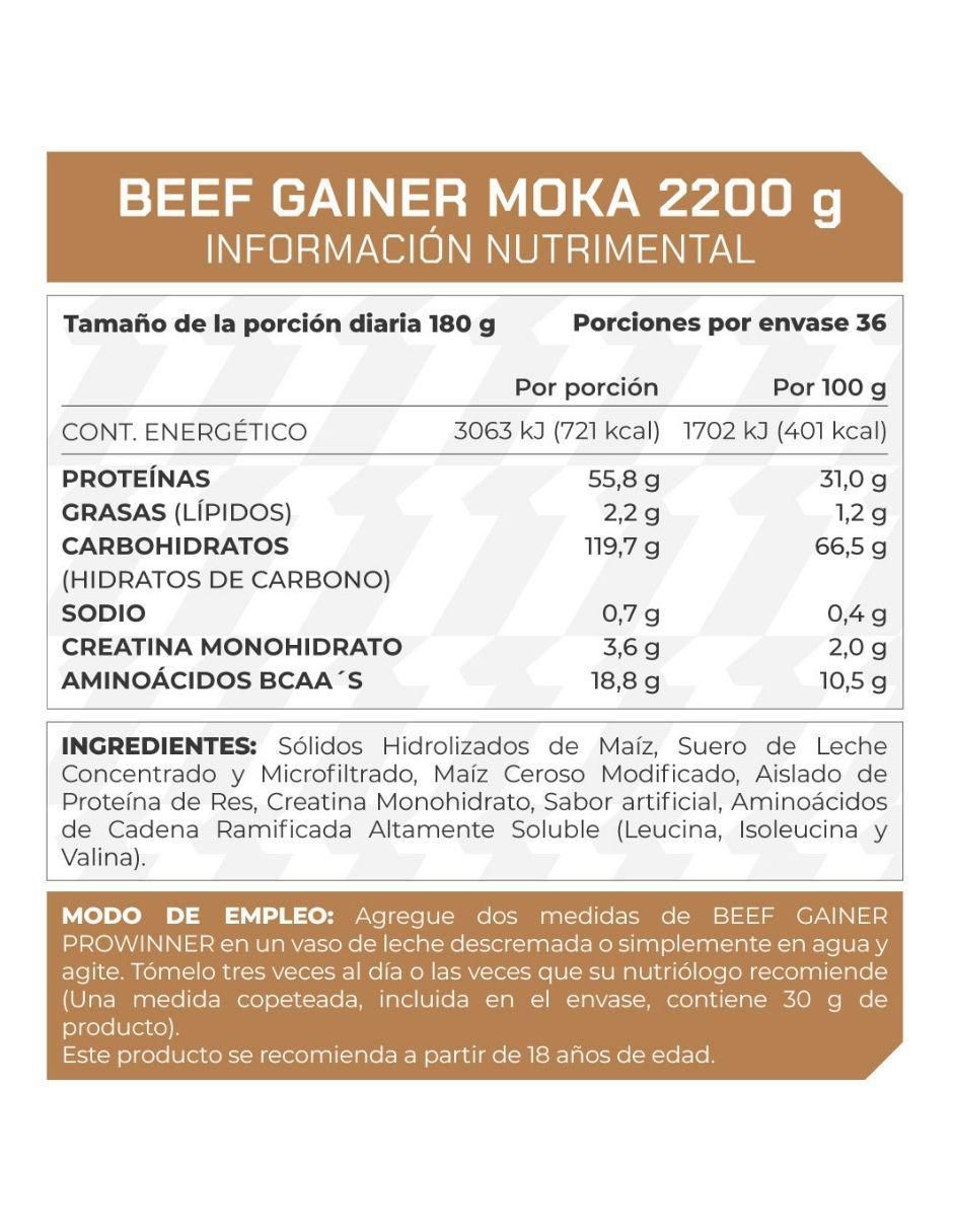 Suplemento Beef gainer ProWinner sabor moka de 2.2 kg