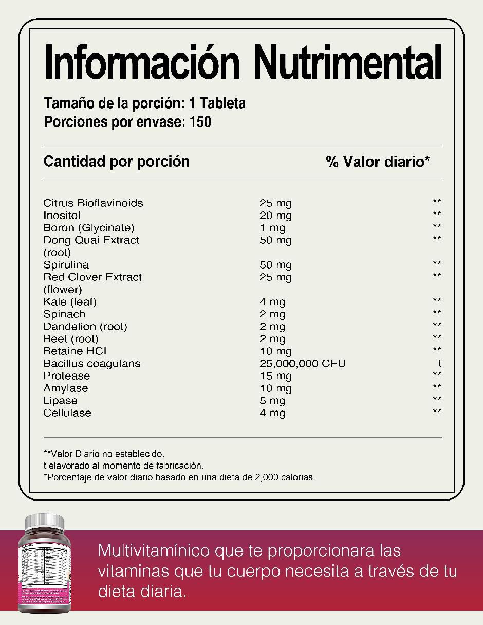 Womens' One Multiple con multivitaminico sabor natural de 150 tabletas 4