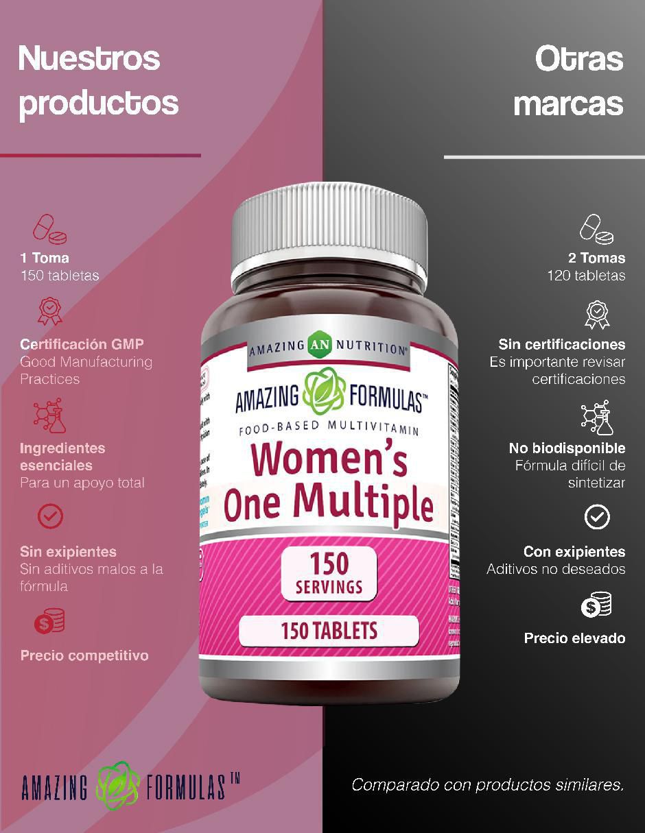 Womens' One Multiple con multivitaminico sabor natural de 150 tabletas 3