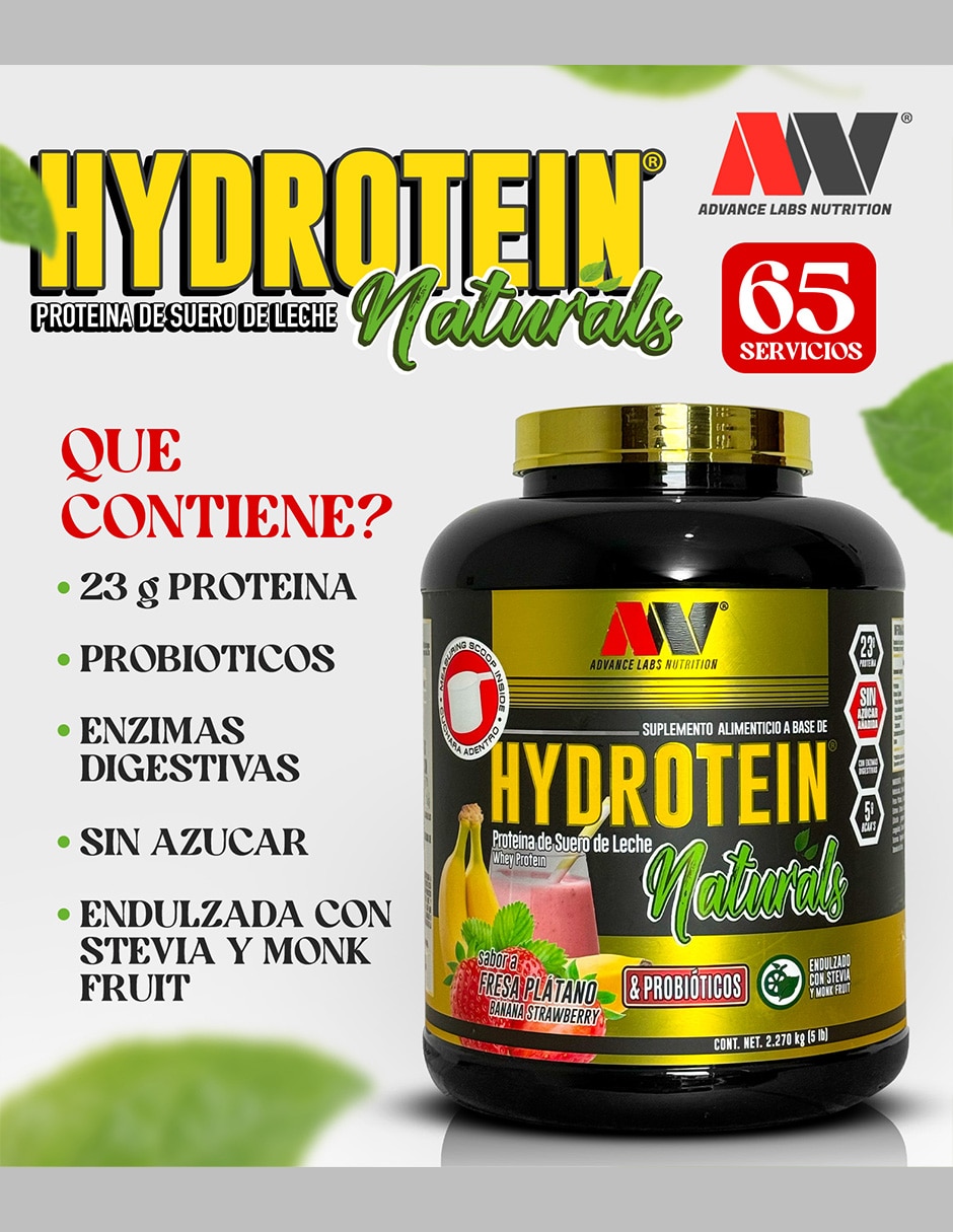 Hydrotein naturals Advance Nutrition con proteína de suero de leche sabor napolitano de 2.2 Kg