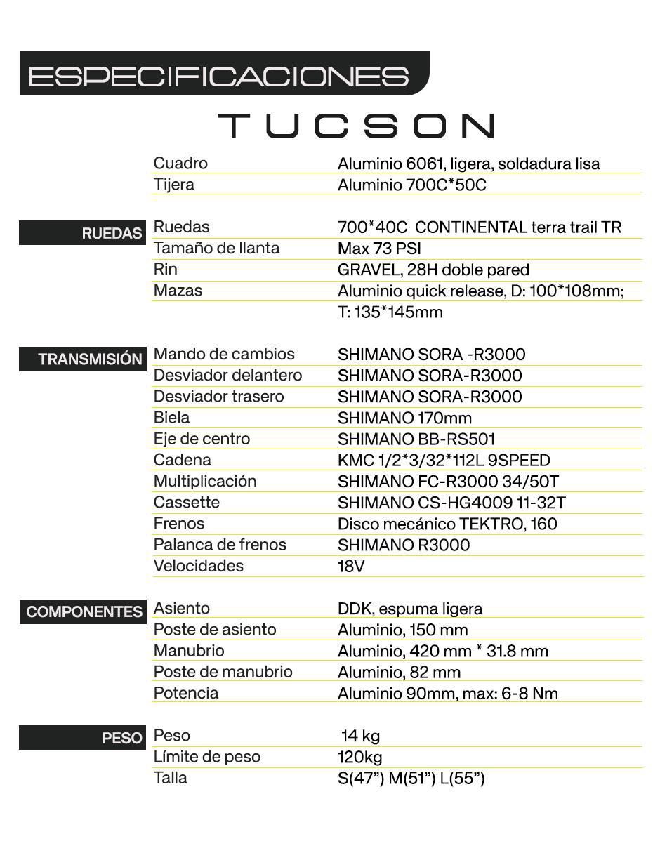 Bicicleta de montaña rodada Tucson 47 unisex 8