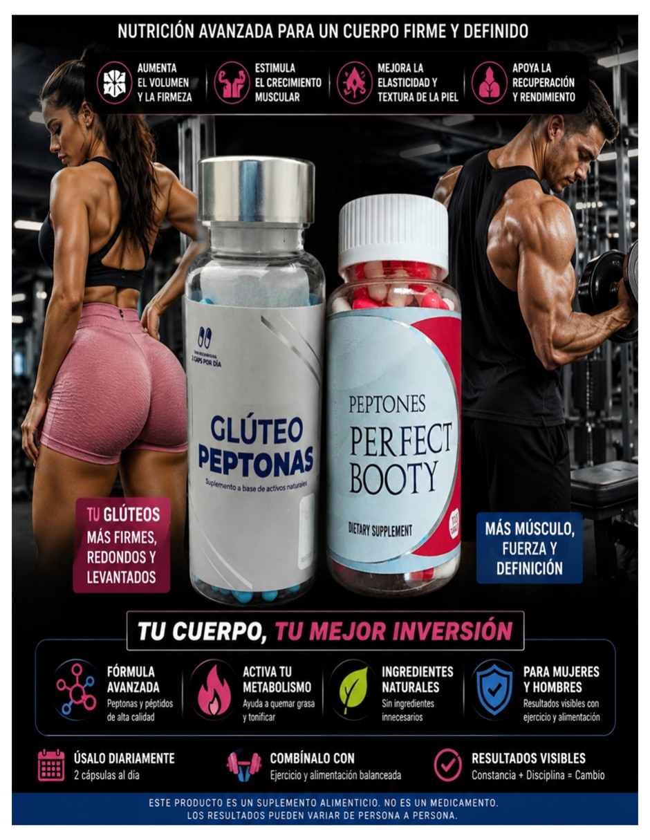 Set de peptonas voluminizador de gluteos con multivitamínico y antioxidante sabor no saborizado de 4