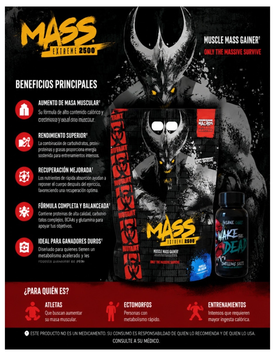 Sobre proteína ant mass extreme gainer construye tamaño muscular y fuerza con proteína de suero de leche aislado sabor vainilla de 2 kg 3