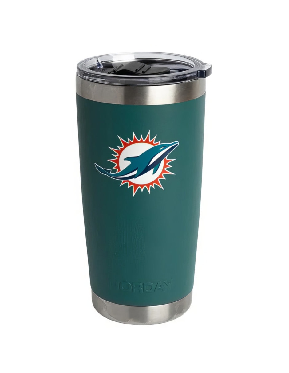 Termo de acero inoxidable Dolphins Nfl con tapa a presión 600 ml Termo de acero inoxidable Dolphins Nfl con tapa a presión 600 ml