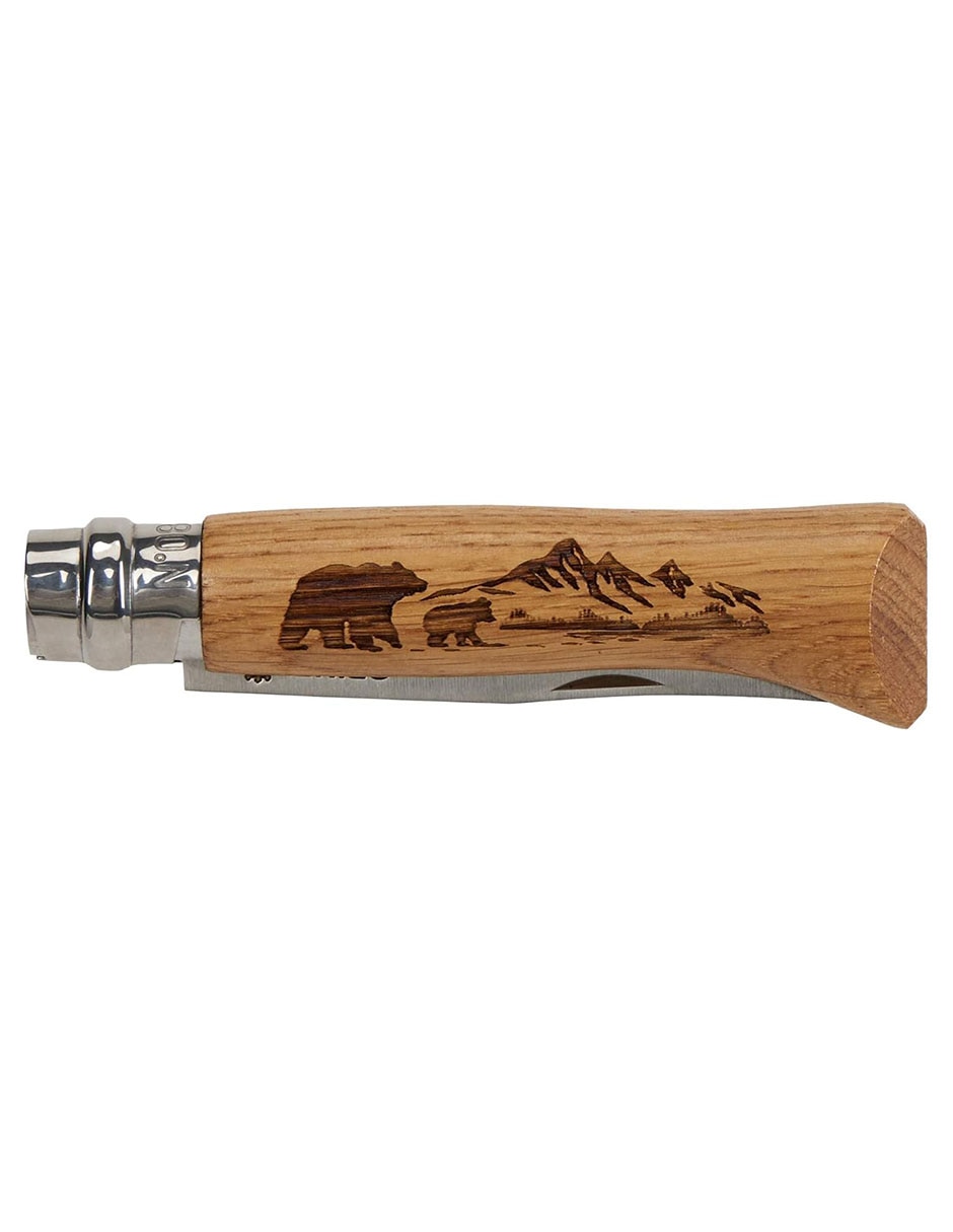 Navaja de madera grabada Oso