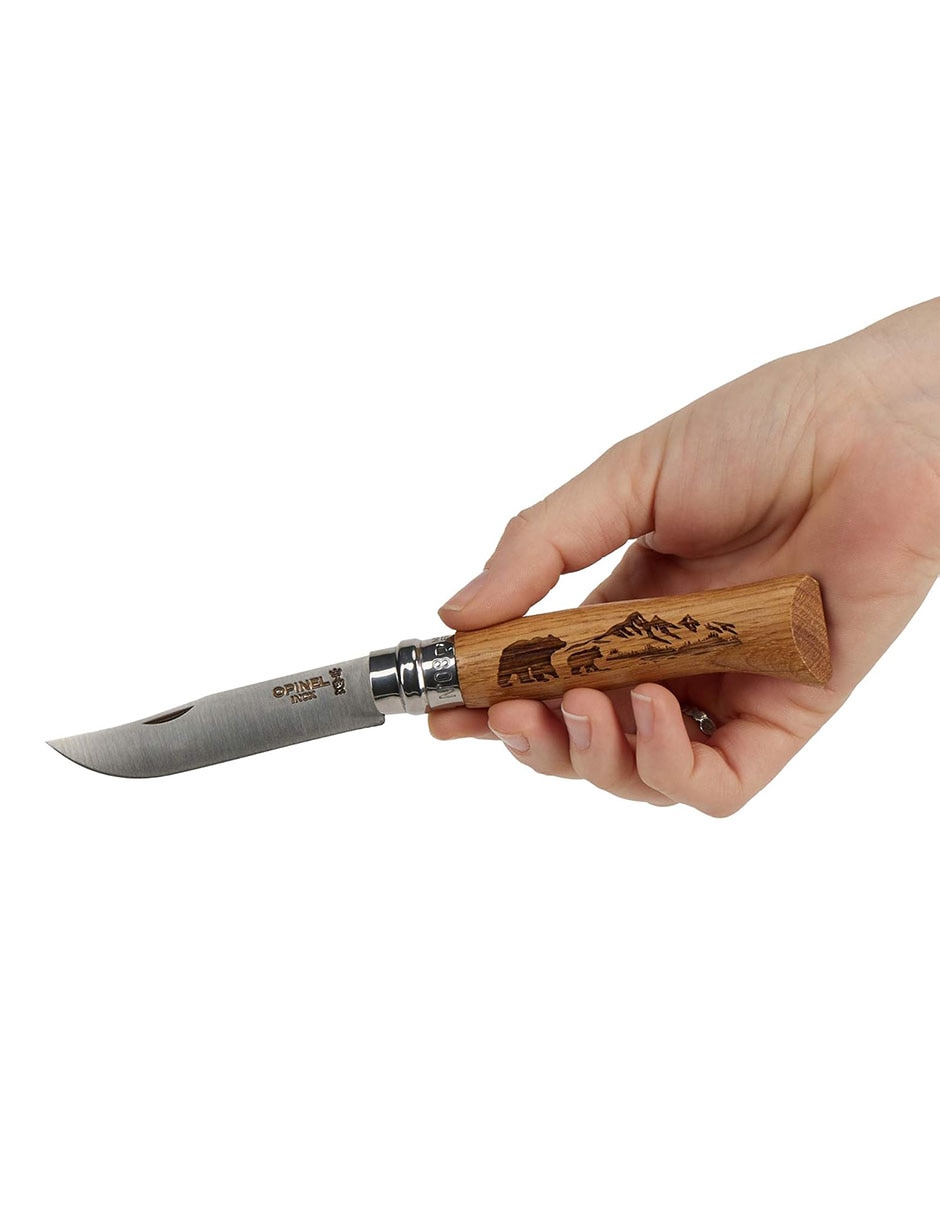Navaja de madera grabada Oso