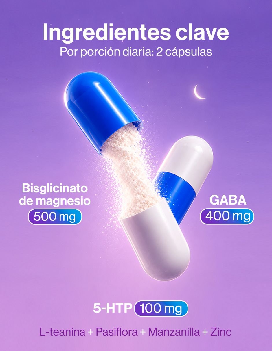 Glicinato de Magnesio + GABA + 5-HTP de 60 cápsulas 5