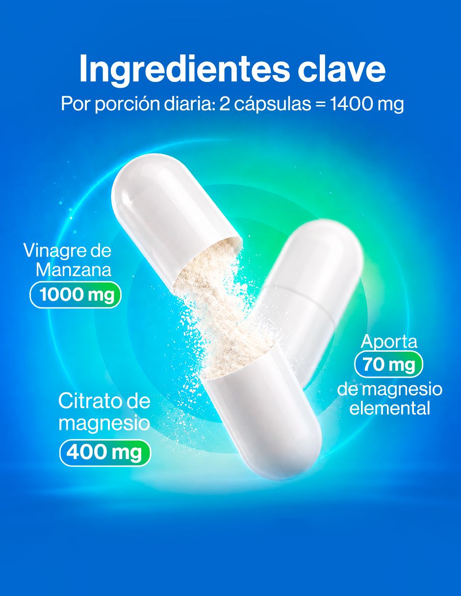 Vinagre de Manzana + Magnesio Amarte Labs de 60 cápsulas