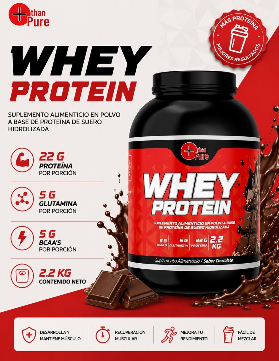 Proteina WHEY sabor chocolate de 2.2 kg 2
