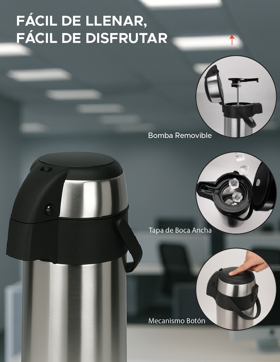 Deportes de montaña dolcetti de acero inoxidable termo doble pared 3 l con tapa a presión 3