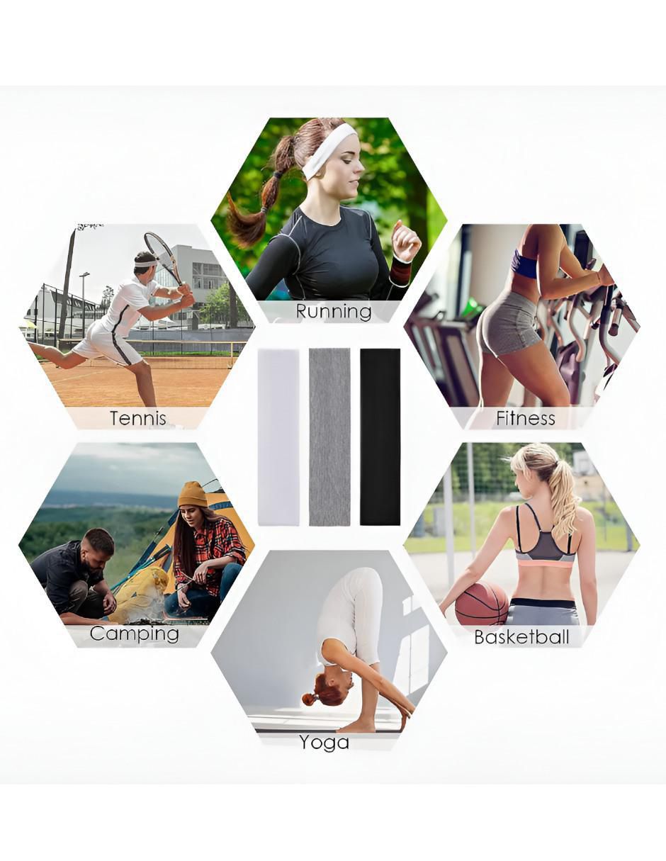 Set bandas para cabello entrenamiento unisex 2