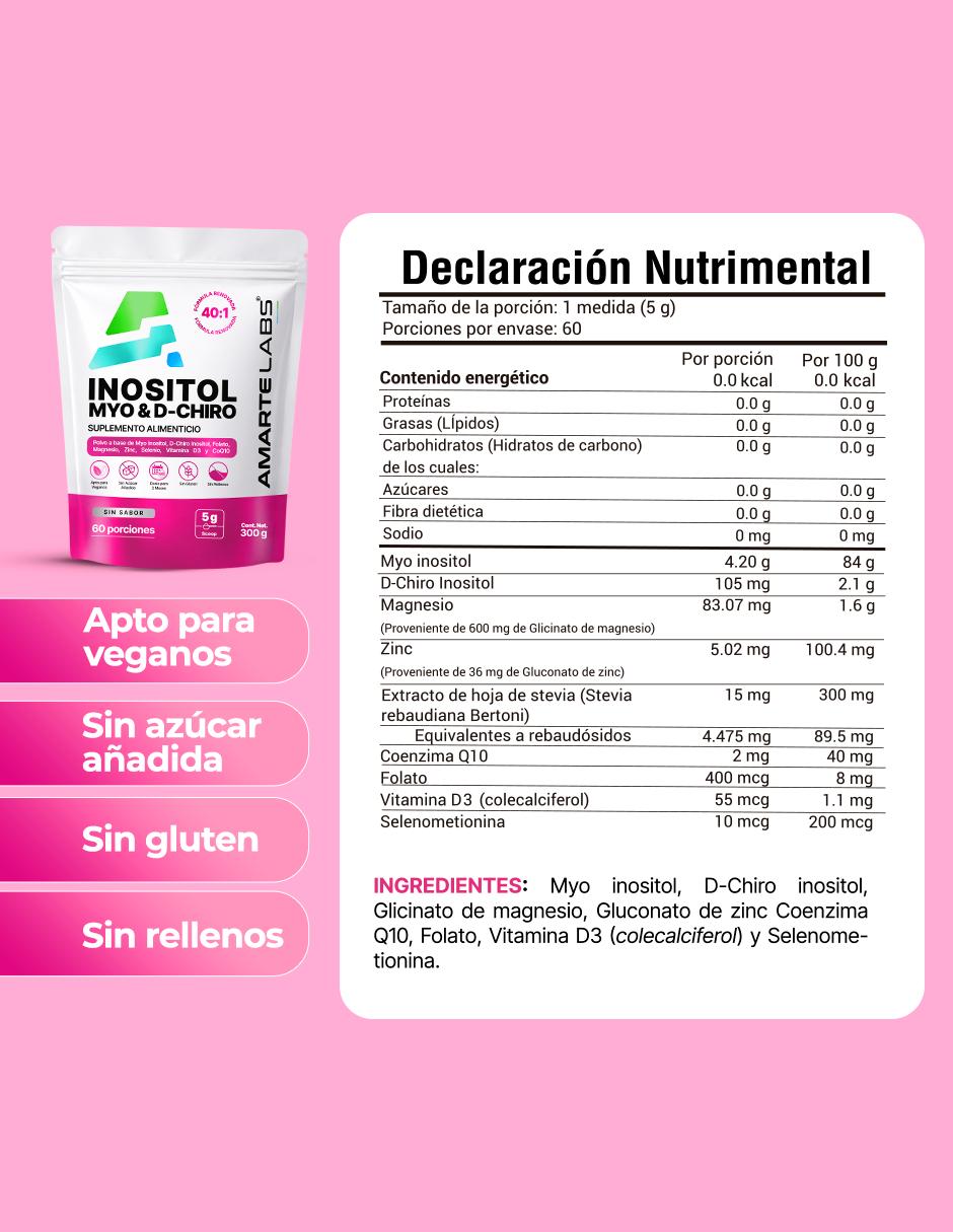 Myo & D-Chiro Inositol Amarte Labs de 300 g