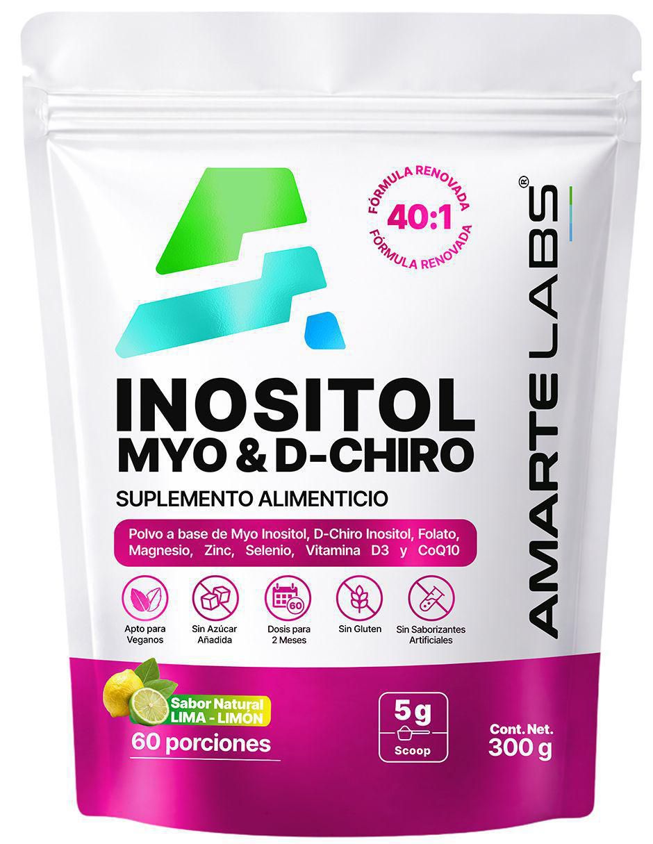 Suplemento alimenticio myo + d-chiro inositol con myo-inositol y d-chiro inositol sabor lima limón de 300 g