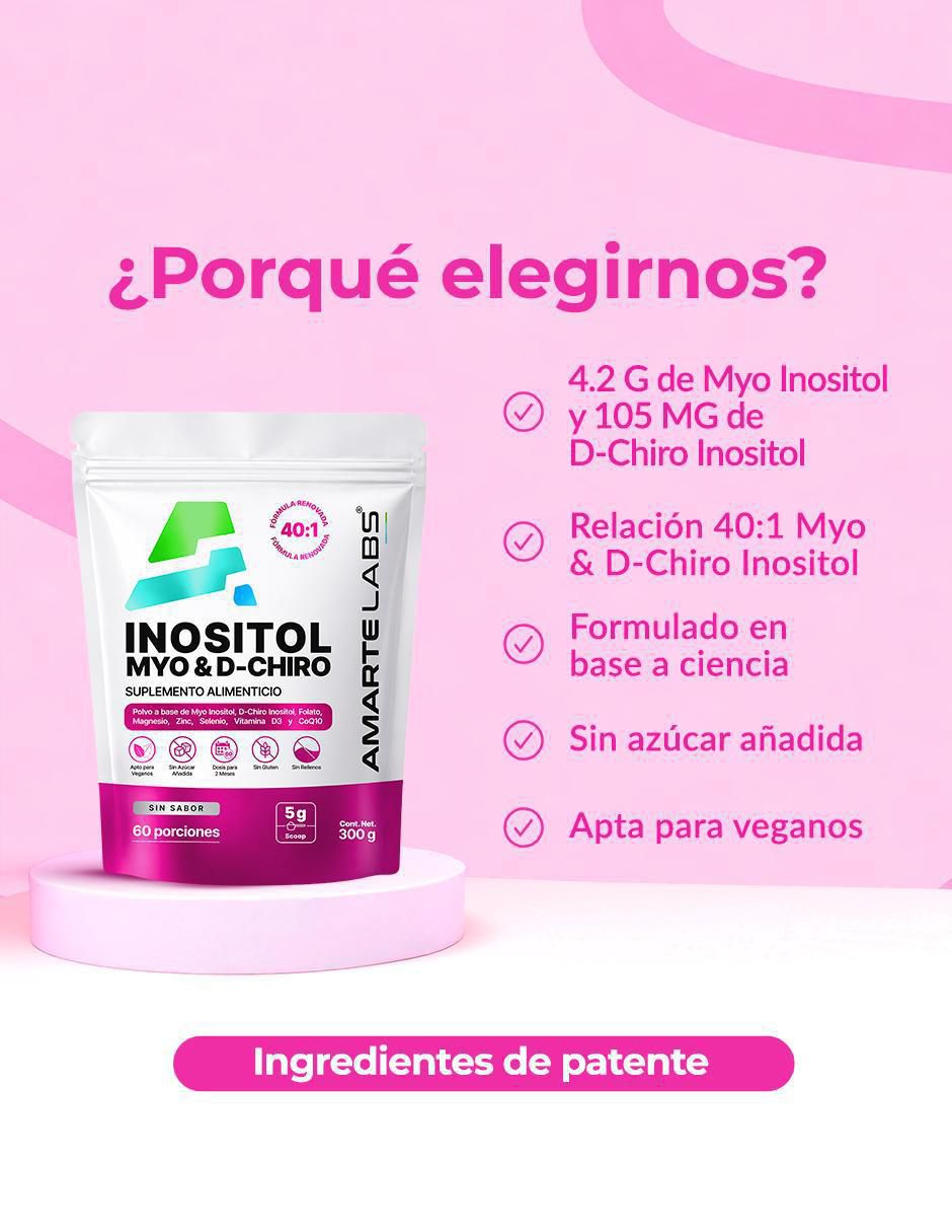 Suplemento alimenticio myo + d-chiro inositol con myo-inositol y d-chiro inositol sabor lima limón de 300 g