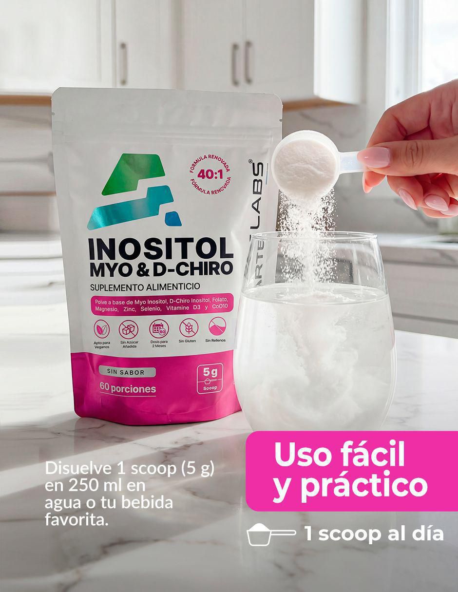 Suplemento alimenticio myo + d-chiro inositol con myo-inositol y d-chiro inositol sabor lima limón de 300 g