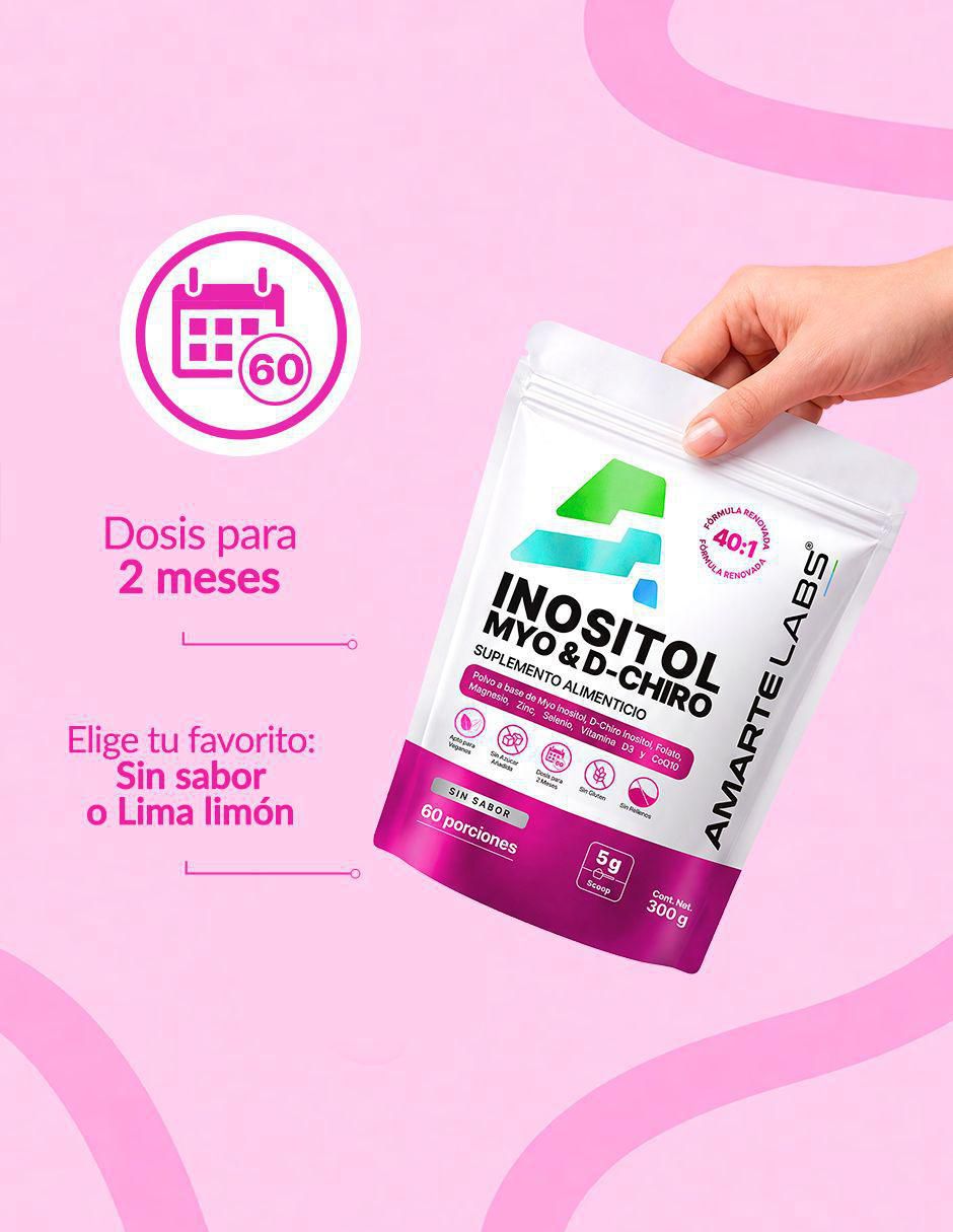 Suplemento alimenticio myo + d-chiro inositol con myo-inositol y d-chiro inositol sabor lima limón de 300 g