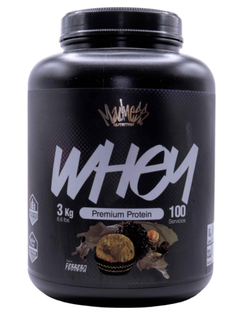 Proteína whey madness suplemento deportivo premium con proteína sabor chocolate de 3 kg Proteína whey madness suplemento deportivo premium con proteína sabor chocolate de 3 kg