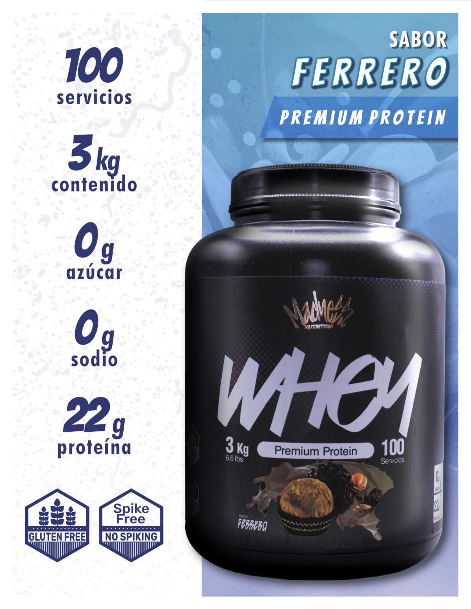 Proteína whey madness suplemento deportivo premium con proteína sabor chocolate de 3 kg 5