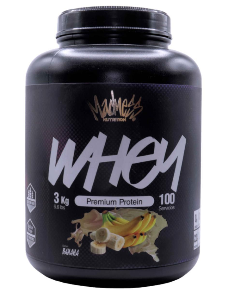 Proteína whey madness suplemento deportivo premium con proteína sabor plátano de 3 kg Proteína whey madness suplemento deportivo premium con proteína sabor plátano de 3 kg