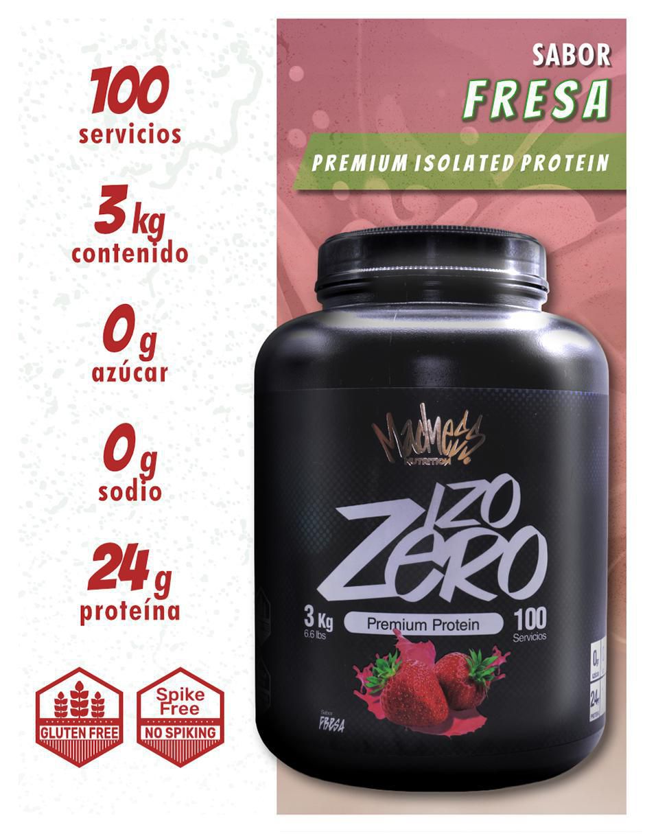 Proteína isolate madness suero de leche suplemento con proteína sabor fresa de 3 kg 5