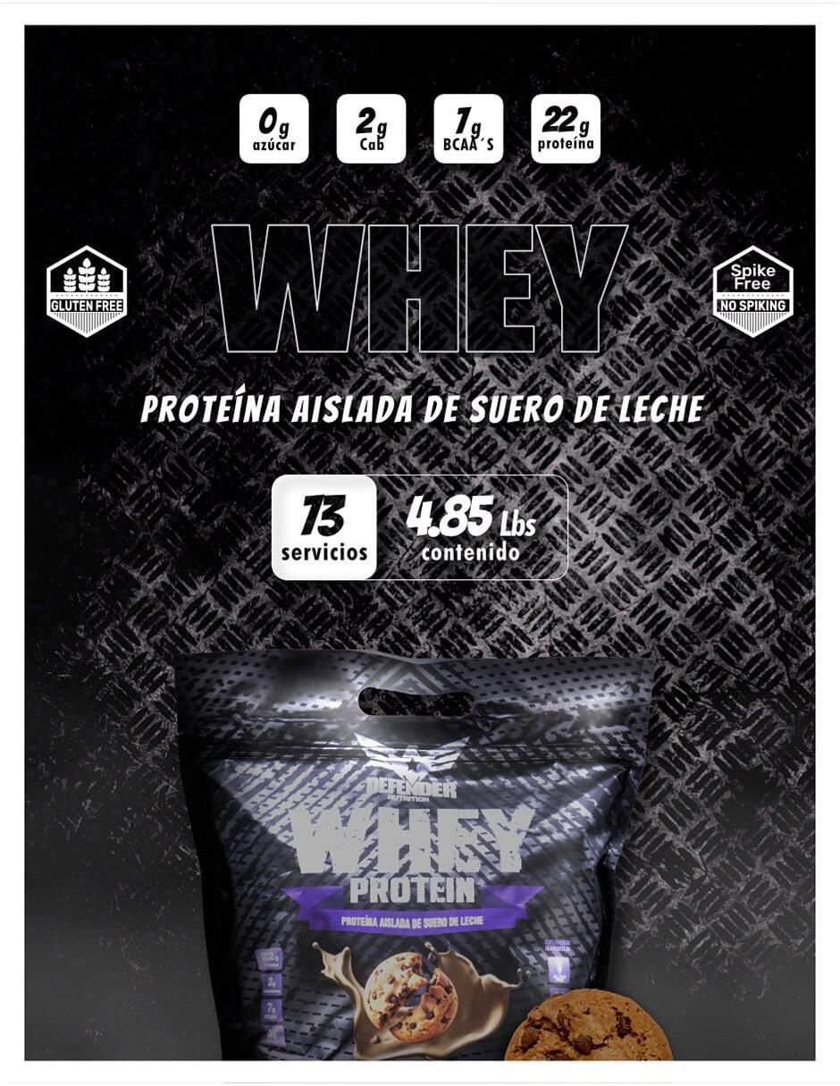 Costal proteína whey defender aislada suplemento con proteína sabor galleta de 2.2 kg 5