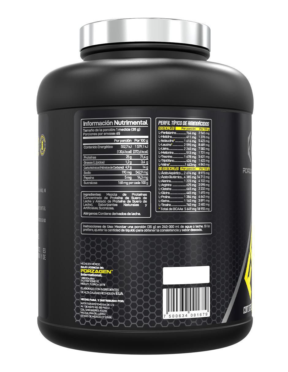 Proteína forzawhey 65 servicios con proteína de suero de leche aislado sabor fresas con crema de 2.2 kg 4