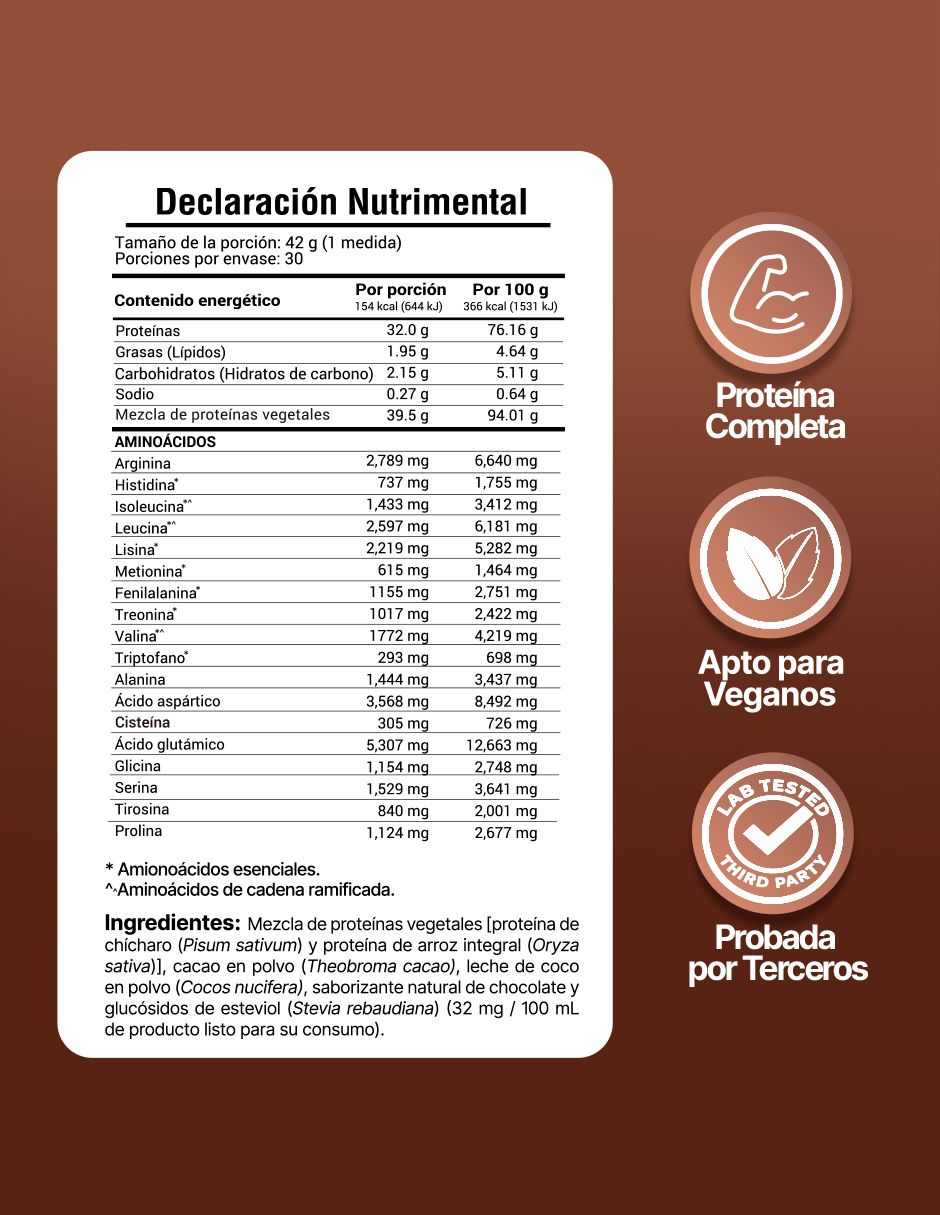 Proteína vegana sabor chocolate de 1.2 kg 4