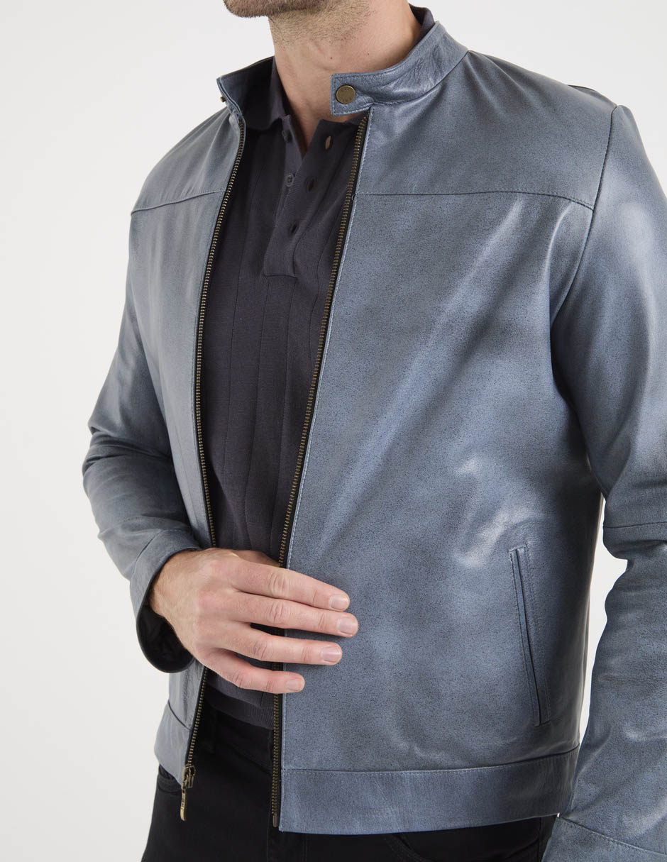Chamarra casual Jbe de piel para hombre
