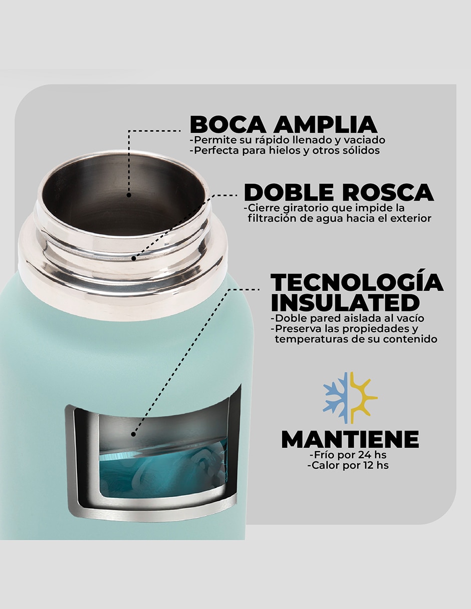Botella de agua Droplet de acero inoxidable KABK0113 con tapa rosca 1 L