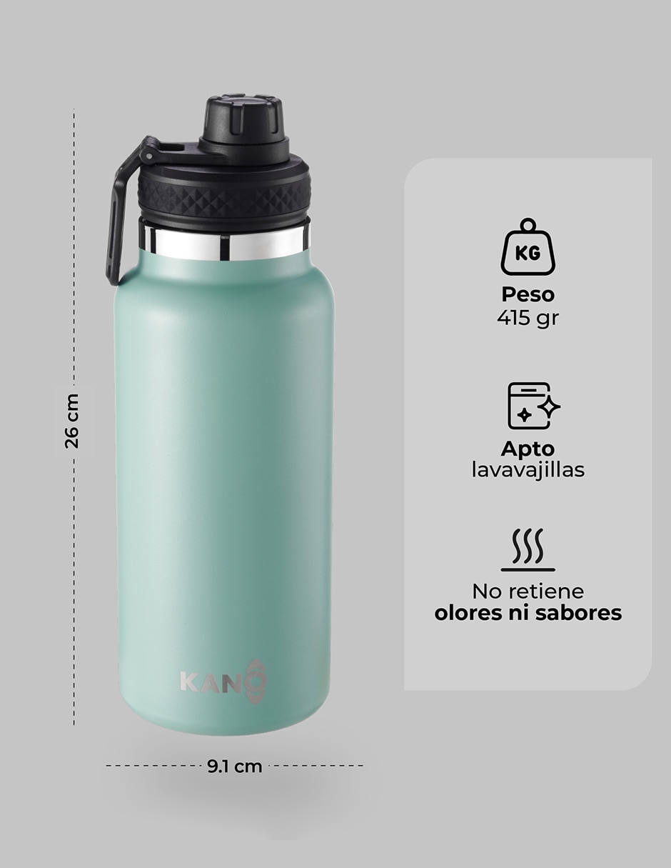 Botella de agua Droplet de acero inoxidable KABK0113 con tapa rosca 1 L