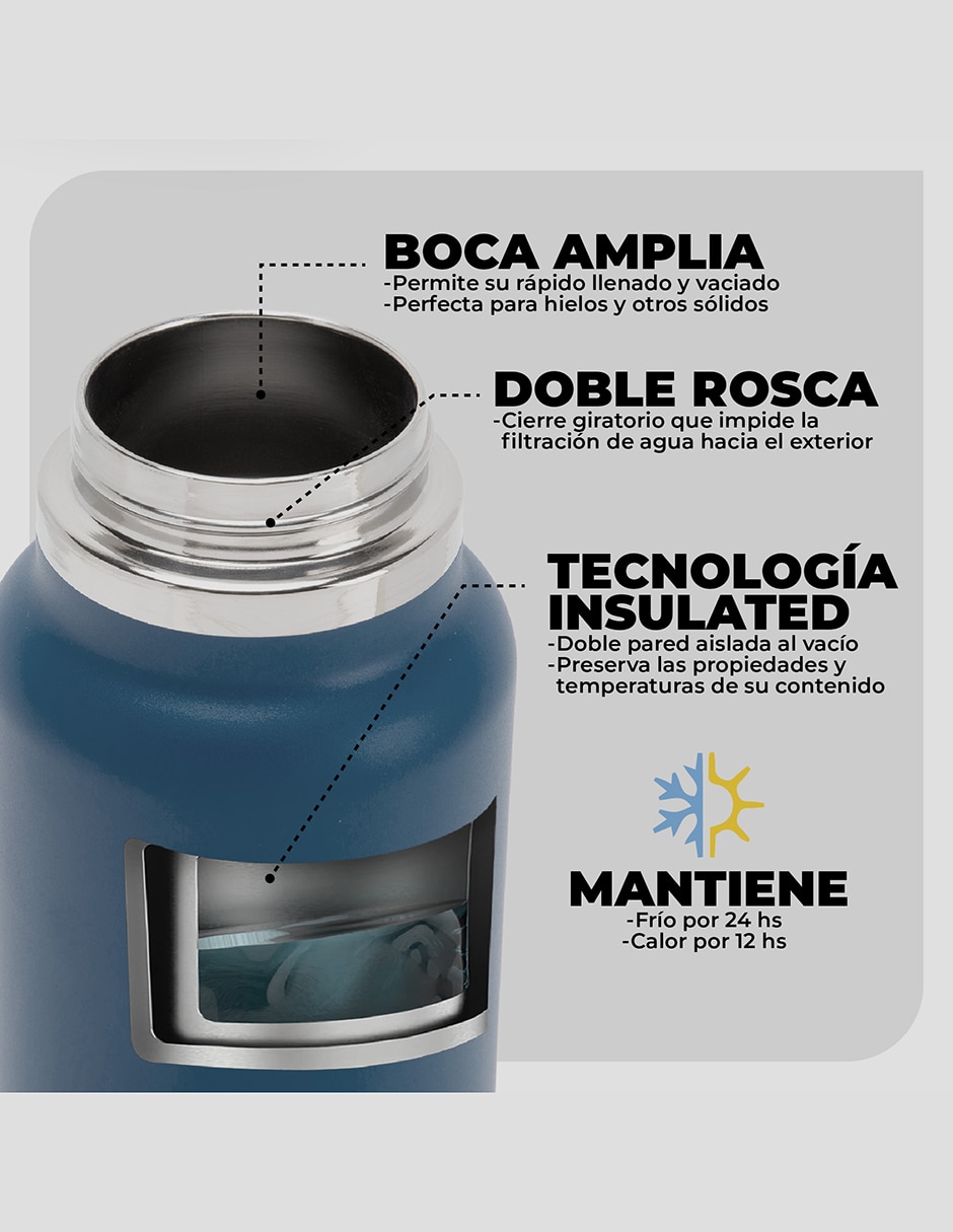 Termo de acero inoxidable con tapa rosca 1 L 3