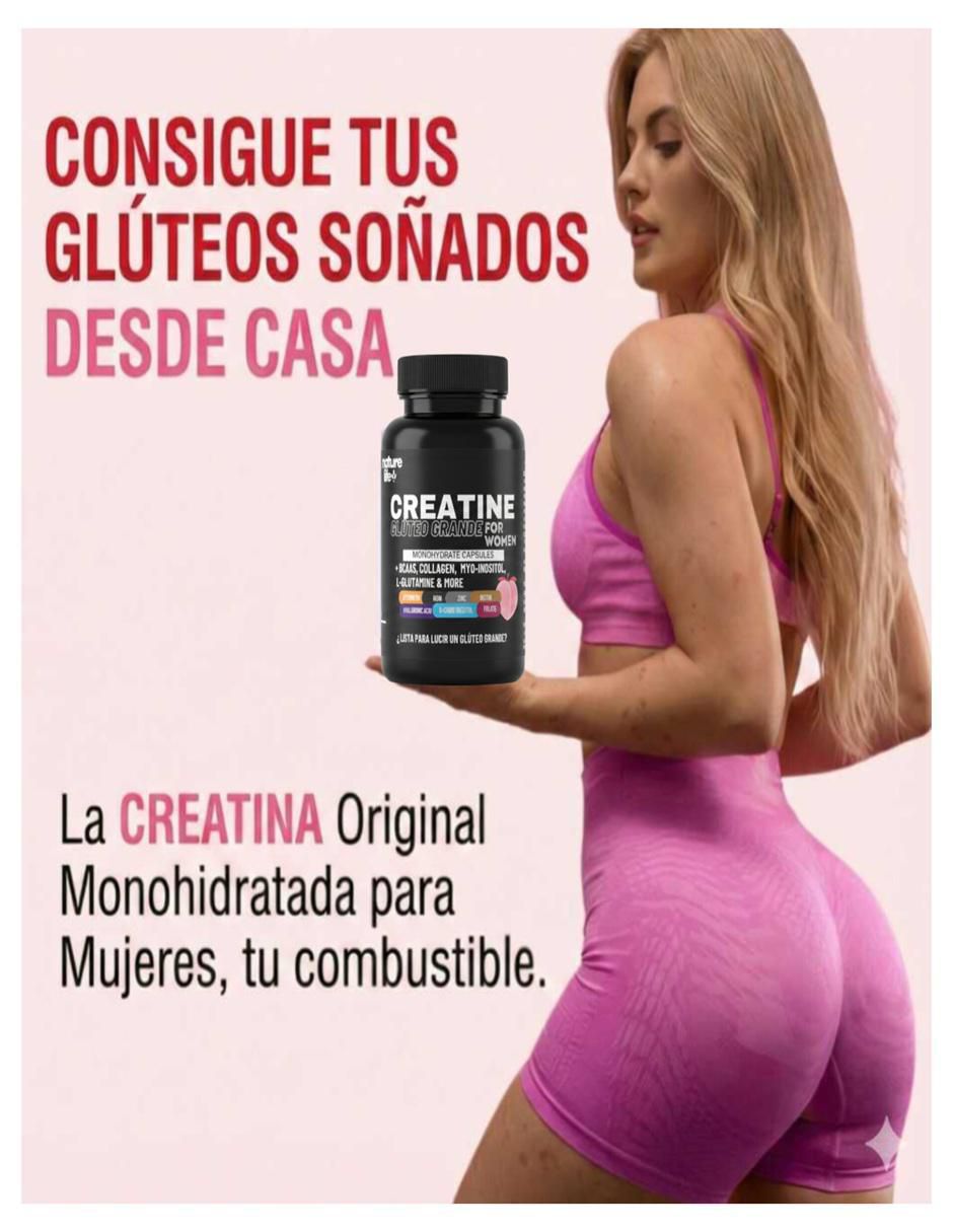 Creatinegluteo grande for women con creatina + vitaminas y aminoácidos de 30 cápsulas