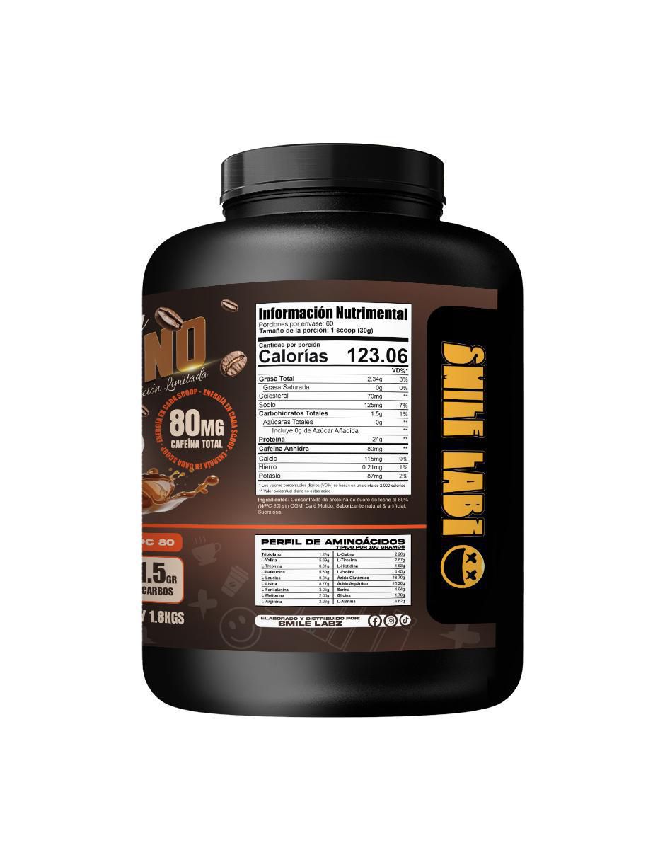 Pure whey 1.8 kg smile labz "con" proteína de suero de leche "sabor" capuccino "de" 1.8 kg 3