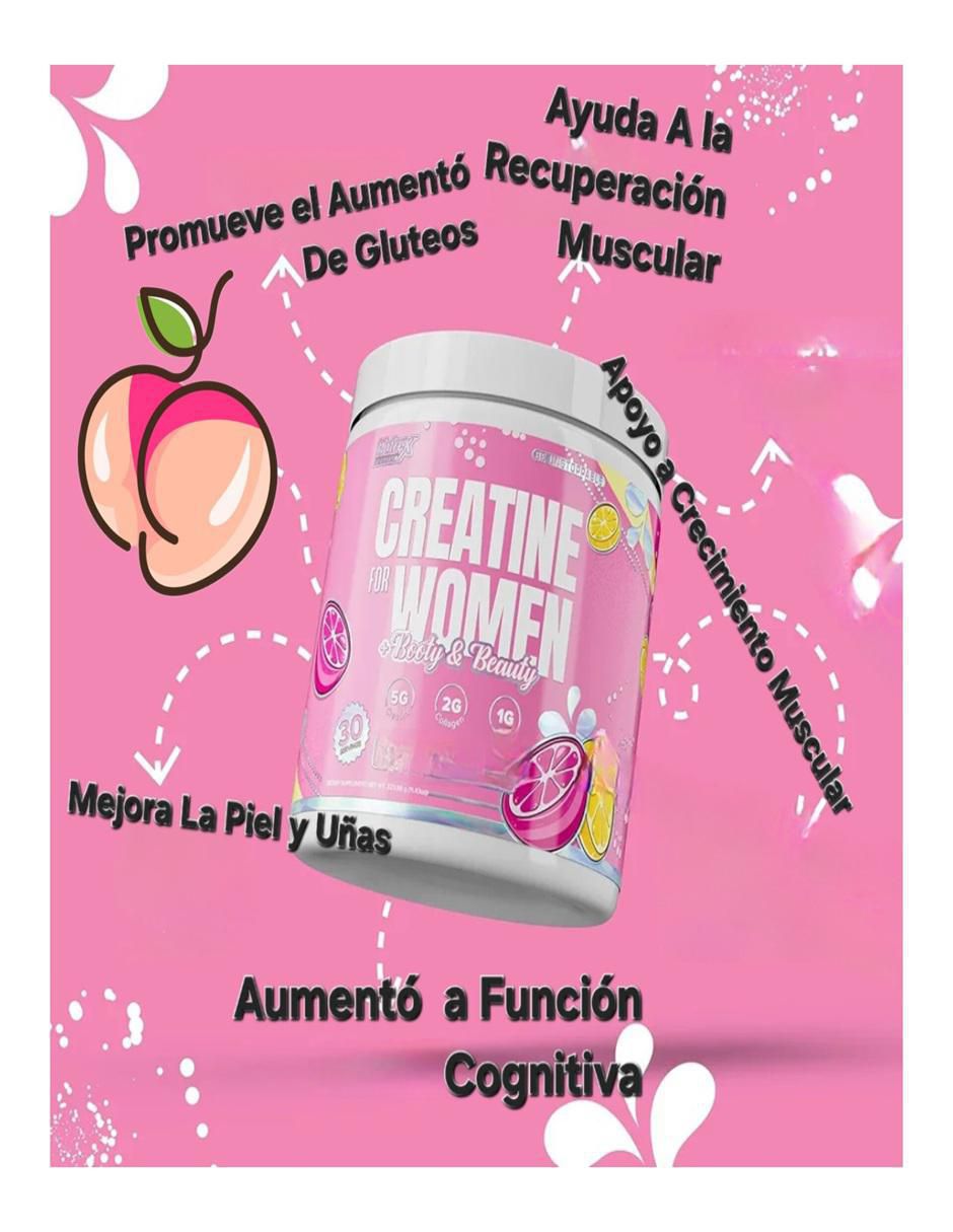 Creatina monohidratada Booty & Beauty sabor limonada rosa de 315 g 6