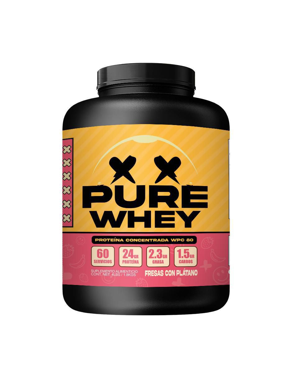 Pure whey fresa plátano 'con' proteína de suero de leche 'sabor' fresa plátano 'de' 1.8 kg Pure whey fresa plátano 'con' proteína de suero de leche 'sabor' fresa plátano 'de' 1.8 kg