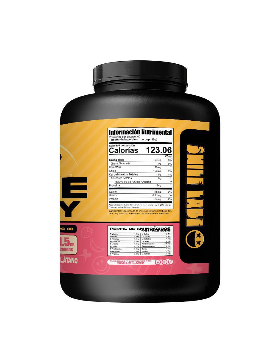 Pure whey fresa plátano "con" proteína de suero de leche "sabor" fresa plátano "de" 1.8 kg 3