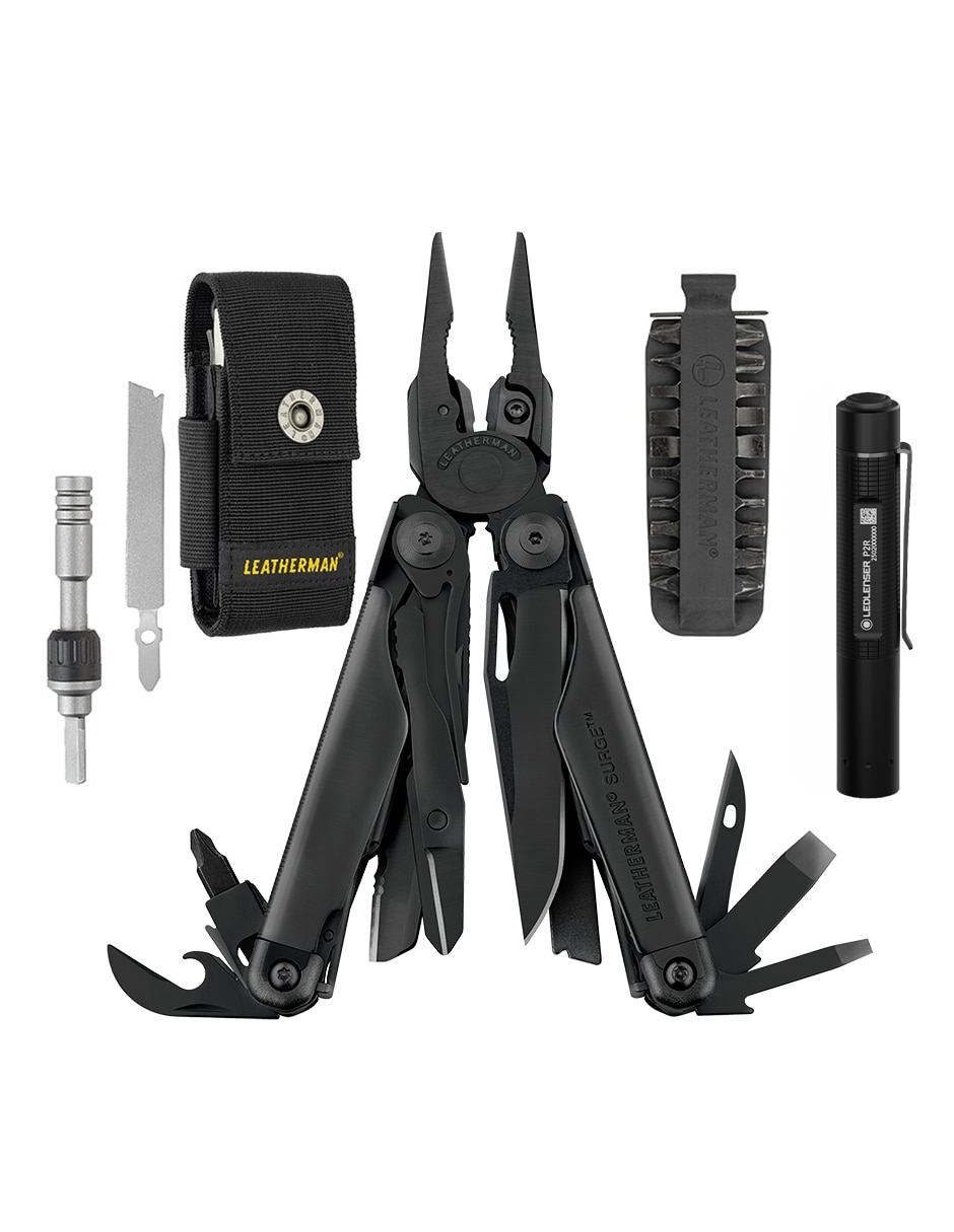 Kit navaja surge negra con accesorios y linterna