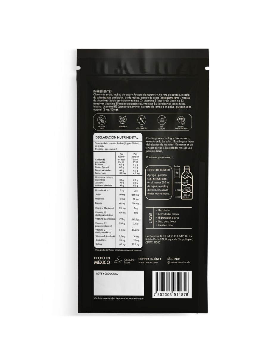 Hydrolitos sabor jamaica guayaba sobre de 6g con vitaminas y minerales sabor jamaica de 30 pzas